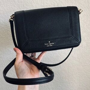 Kate Spade MSRP $299 Black Pebbled Leather Crossbody
